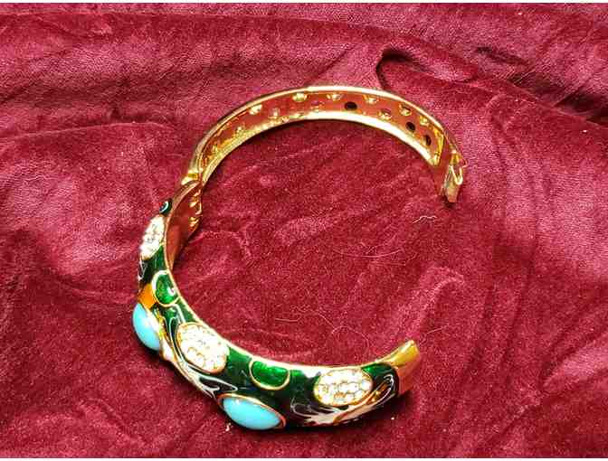 Jade and crystal bangle bracelet