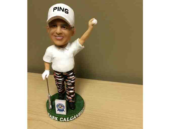 Mark Calcavecchia autographed bobblehead & mini-fathead