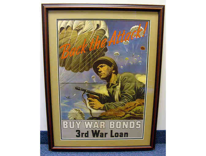 Original WWII Propoganda Poster (Framed) with 1946 WWII Headlines and Pictures Book