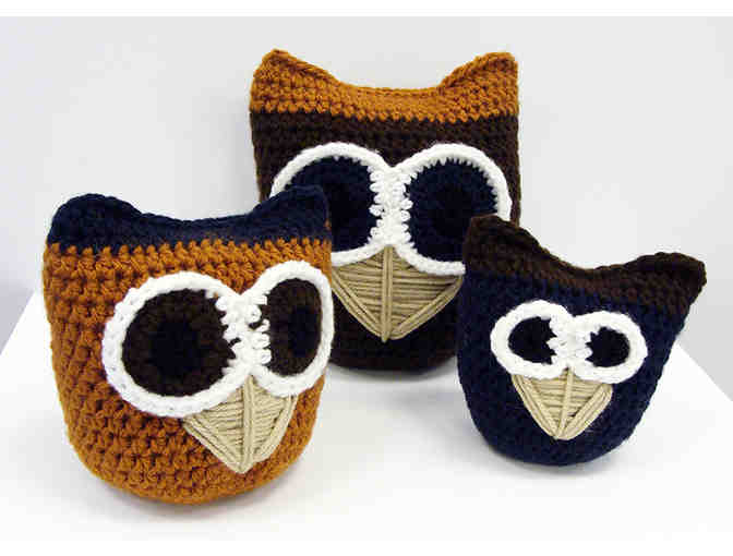 Set of Three Hand Crochet Owls