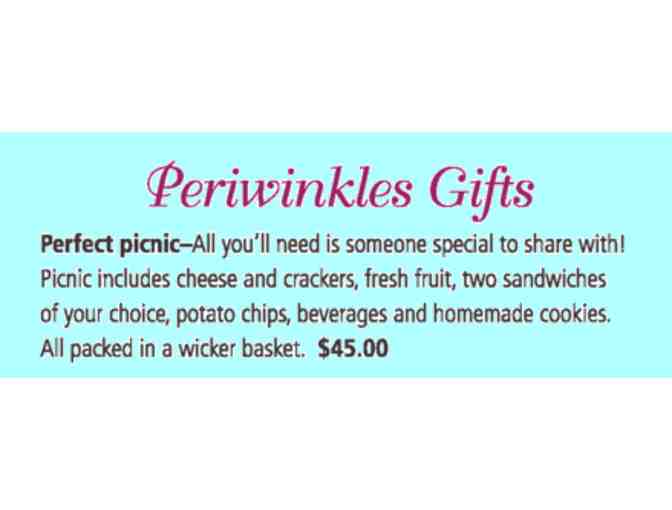 Periwinkles Picnic Basket with Food for Two