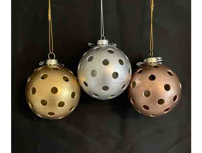 A03 Upcycled Pickleball Ornament Trio #3