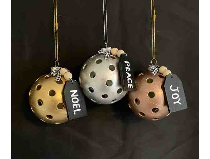 A03 Upcycled Pickleball Ornament Trio #3