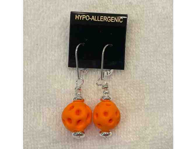 B06 Pickleball Dangle Earrings, Orange