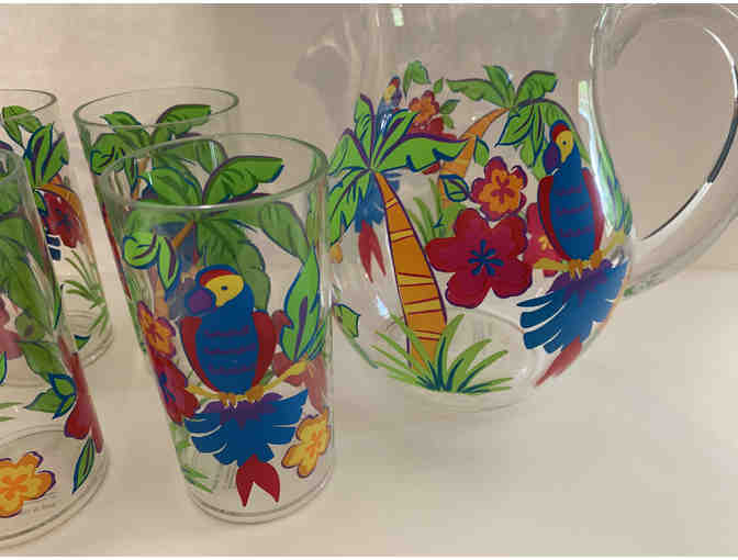 Parrot Pitcher and Glasses