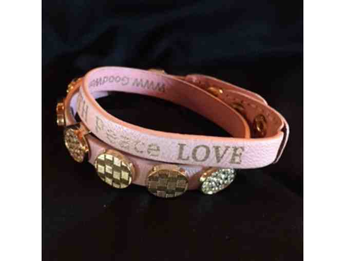 Pink 'Good Works' Inspiration Leather Wrap Bracelet
