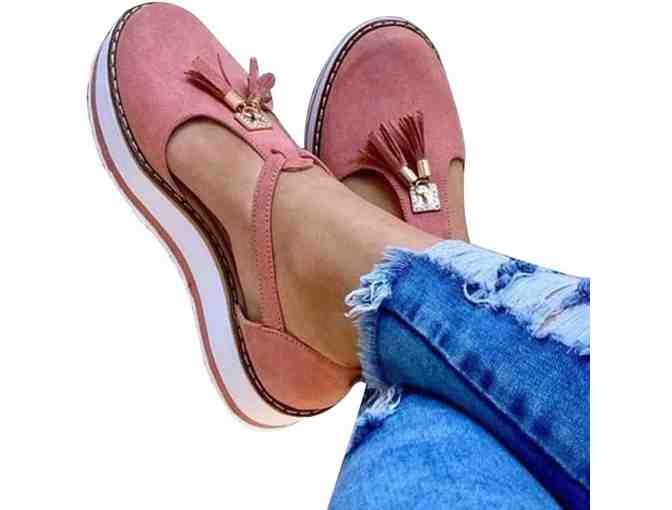 Ladies Pink Tassel Platform Shoes