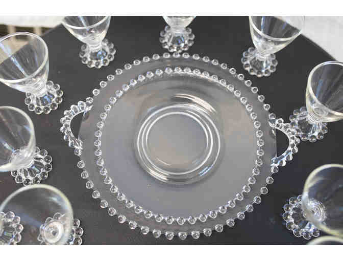 Vintage Hobnail Wine Glasses and Plates