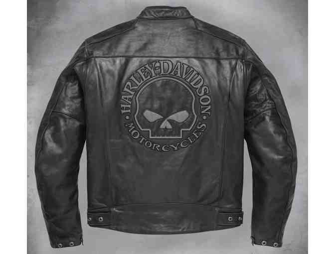 Gently Used Harley Davidson Reflective Skull Leather Jacket