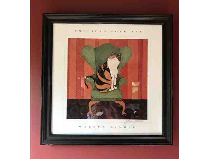 Signed Warren Kimble print - Claire, the Calico Cat