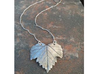 Wine leaf Necklace on Sterling Silver Necklace