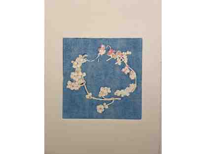 Blue Flower Imprint- Original Mono Print
