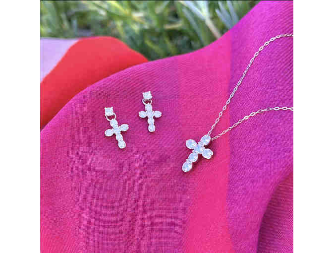 Gold Cross Earring and Necklace Set - Photo 1