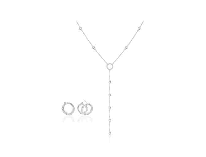 White Gold Lariat Necklace and cuff earrings - Photo 2
