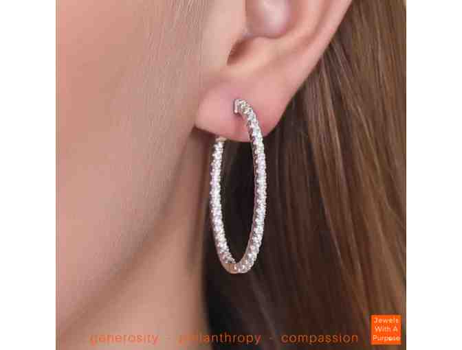 White Gold Zirconium Hoop Earrings - Photo 2