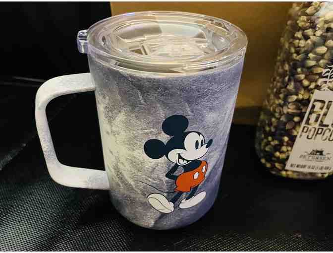 Puzzle, Popcorn, Chocolate, and Mickey Mouse Insulated Mug from Restrained Whimsey