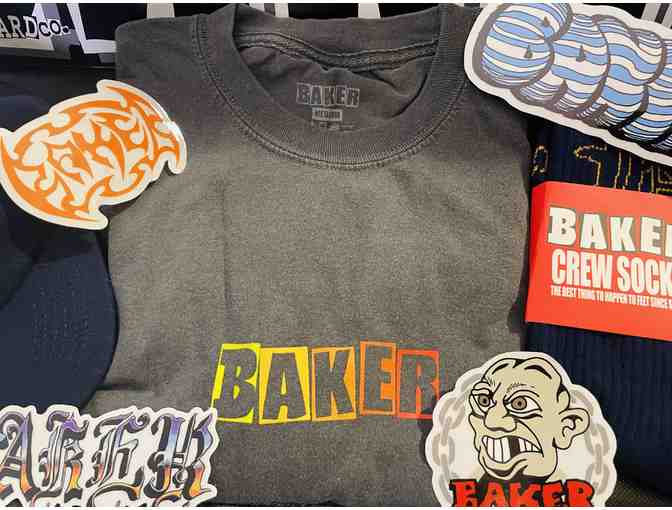 Baker Skateboard Plus Hat, Shirt, Socks, and Board Stickers