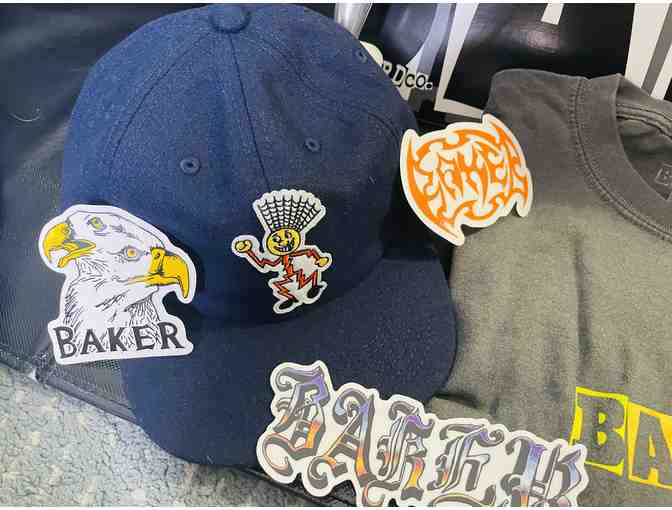 Baker Skateboard Plus Hat, Shirt, Socks, and Board Stickers