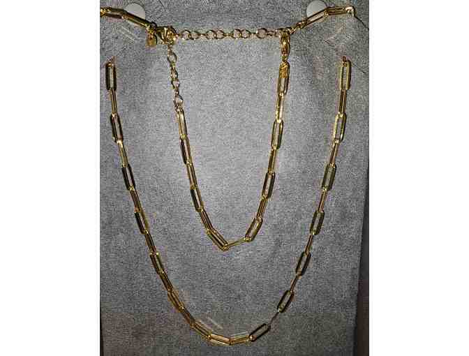 18k gold necklace with matching bracelet and earrings