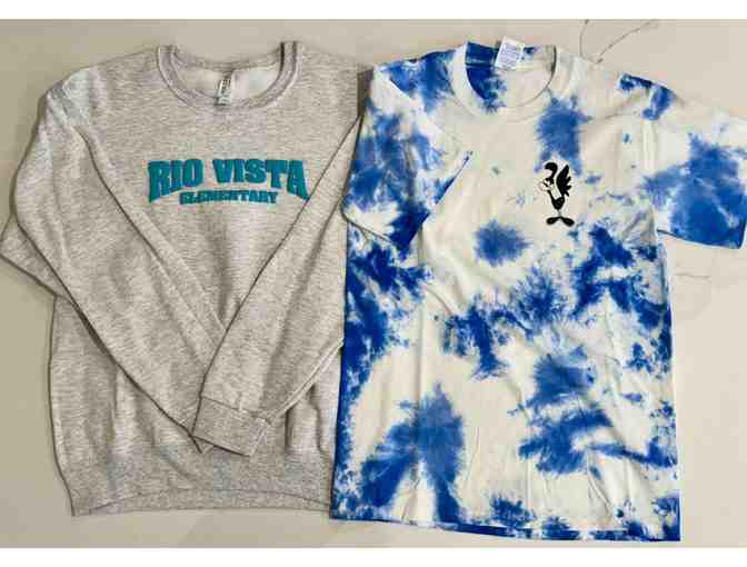 Rio Vista Swag - Kids Teal Puff Sweatshirt + Blue Tie-Dye Shirt (Large) - Photo 1