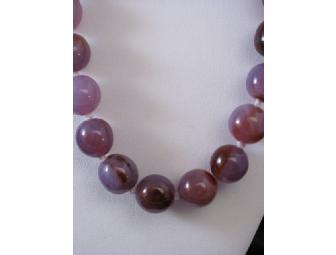 18' brown and purple agate bead necklace