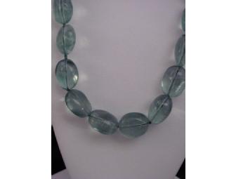 18' natural green Fluorite bead necklace with silver clasp