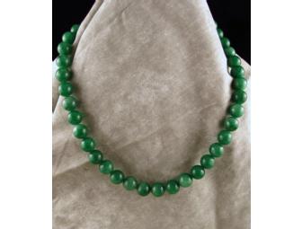 Necklace with Bright Green Jade Beads with Sterling Sliver Clasp