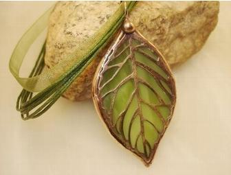 Stained Glass Leaf Pendant by Ann-Marie Barone of Color Shoppe Stained Glass Studio