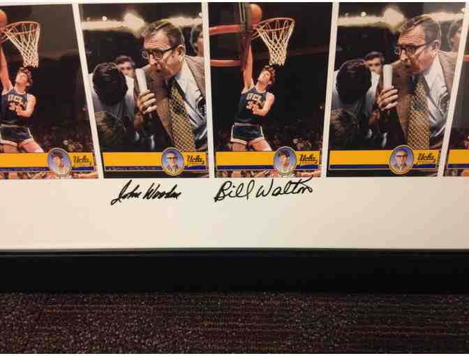 John Wooden/Bill Walton Signed Framed Sheet of Postcards