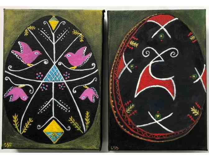 Pysanka Easter Egg designs - Pair of original paintings by Charmaine Bayntun