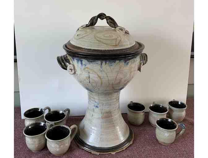 Pottery Punch Bowl and Cups