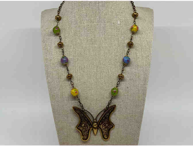 Brass Butterfly Statement Necklace and Matching Earrings By Lori Hartwell