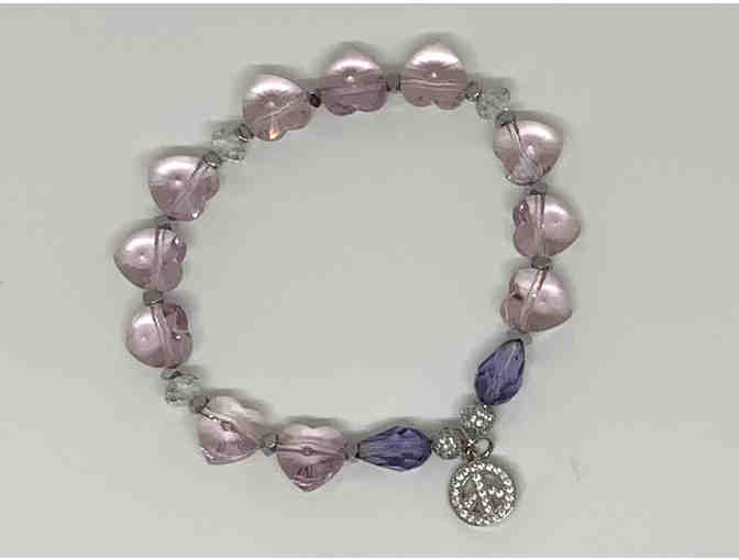 Purple Swarovski Heart Peace Bracelet by Lori Hartwell