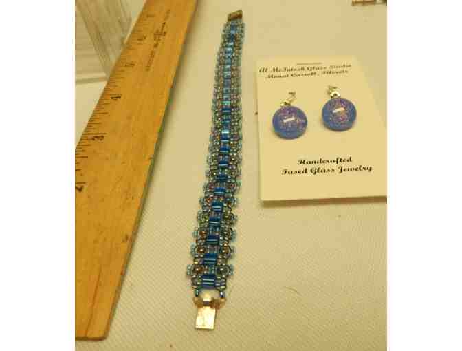 fused glass beaded earrings & bracelet handcrafted by Al McIntosh Glass Studio