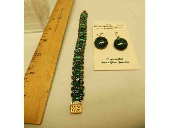 Fused glass beaded earrings & bracelet by Al McIntosh Glass Studio
