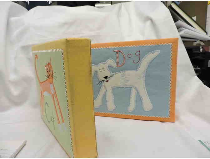 Crocheted Cat & dog Picture blocks ready to hang