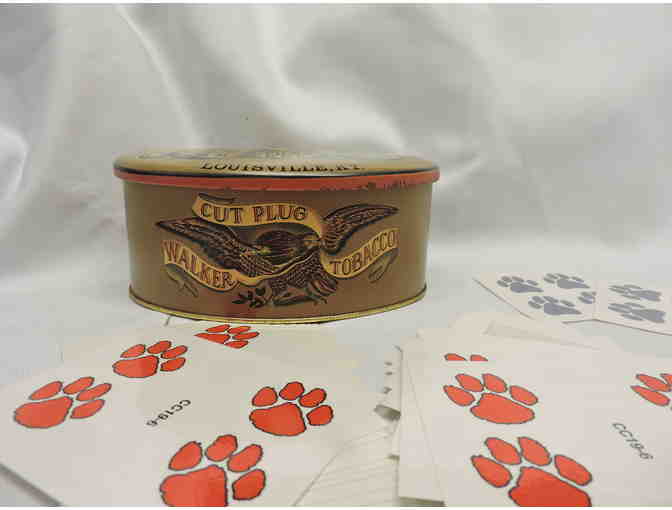 Collectible Walker Co. Tobacco tin and paw print tattoos