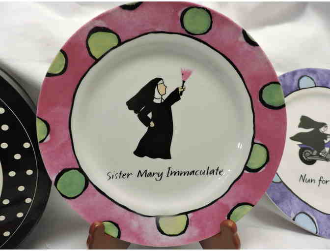 Set of Jill Seale Santa Barbar Whimsical Ceramic plates & coasters in original box