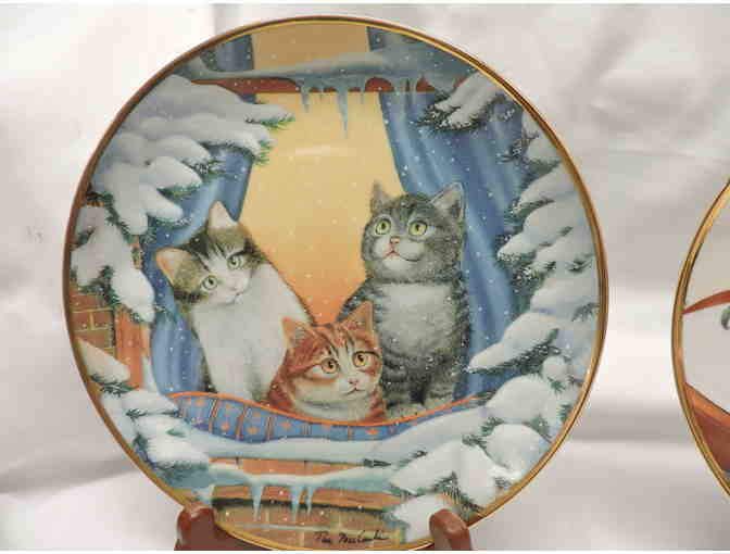 2 Collectible Tim MacComlin Kitty Plates Franklin Mint Heirloom