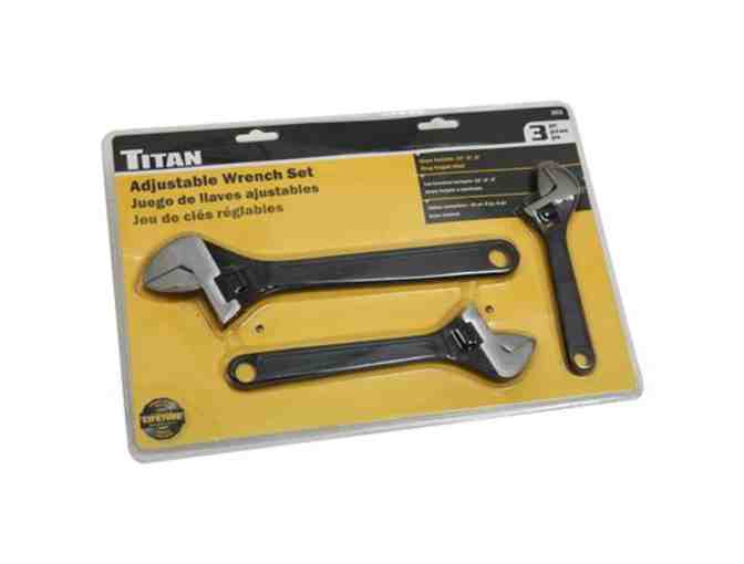 Titan 3--piece Adjustable Wrench Set and Titan 12ft & 25ft Combo Tape Measure Set