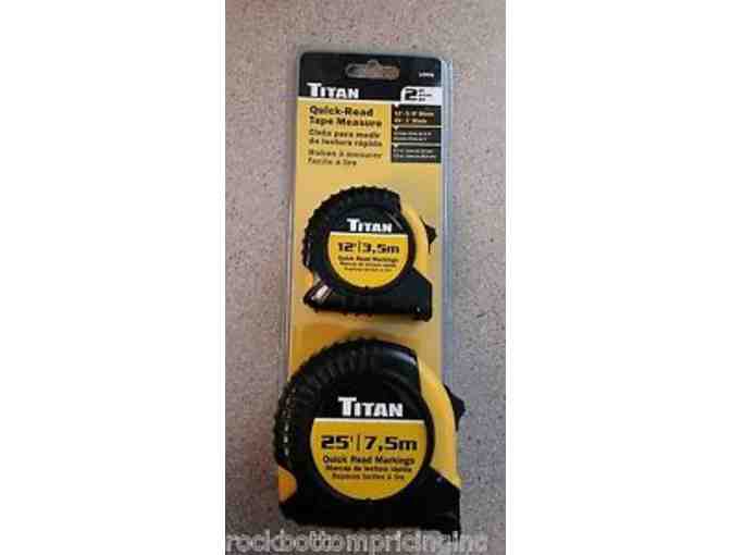 Titan 3--piece Adjustable Wrench Set and Titan 12ft & 25ft Combo Tape Measure Set