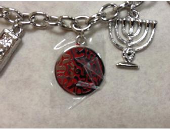 Stainless steel, silver plated Shema-Or charm bracelet.