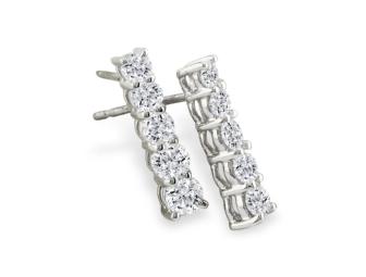 1/2ct Diamond Line Earrings in White Gold