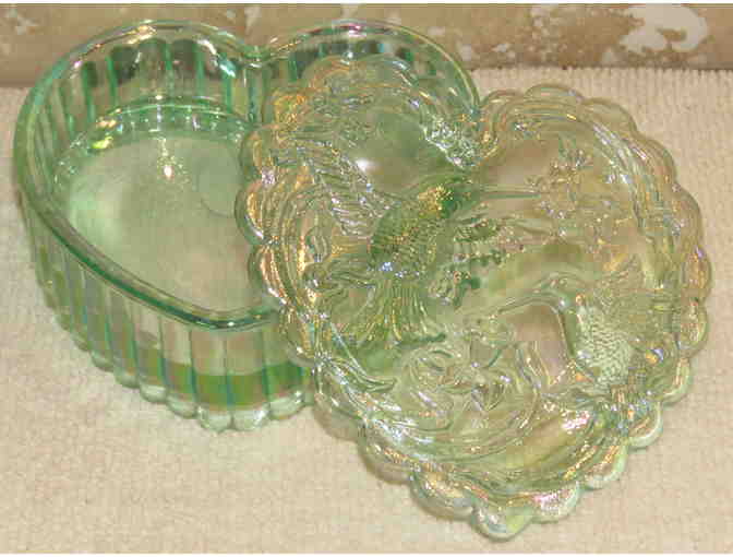 Fenton Hummingbird Glass Trinket Box