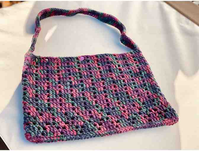 Knit bag *Purple/pink/teal *Beautifully hand crafted in VT