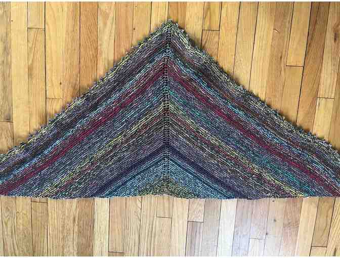 Hand Knit Shawl *Mixed Colors with Solid Brown Throughout *Must See!