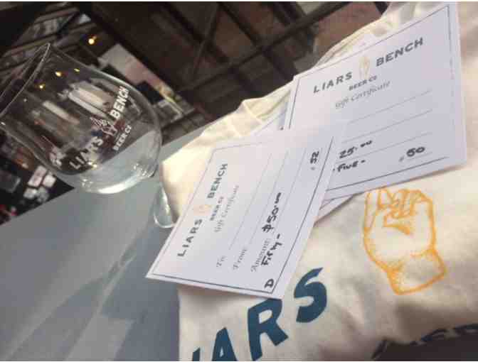 Gift Certificate to Liar's Bench Beer Company, A Glass, and a Tee Shirt