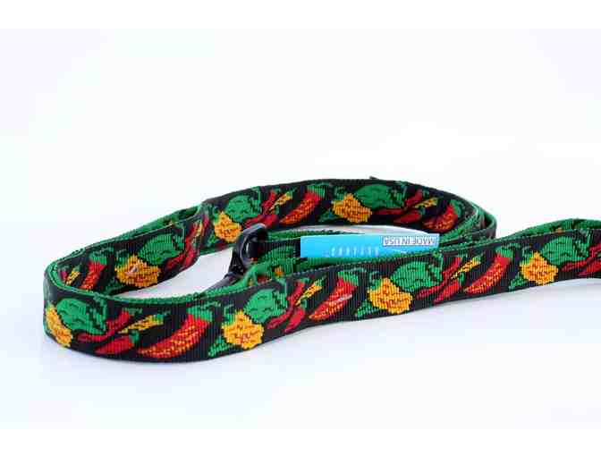 Matching Designer Dog Collar & Leash in Chili Pepper Pattern (Size S)