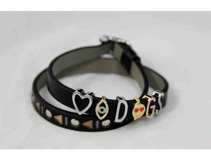 Heart Eye Dogs, Studded Double Black Leather Band