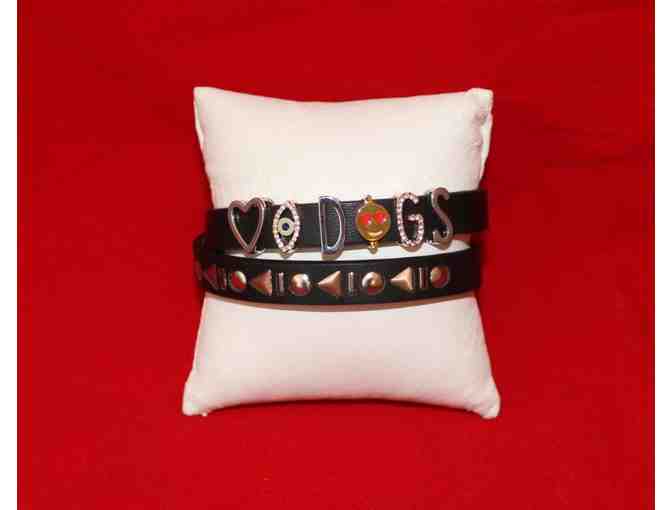 Heart Eye Dogs, Studded Double Black Leather Band